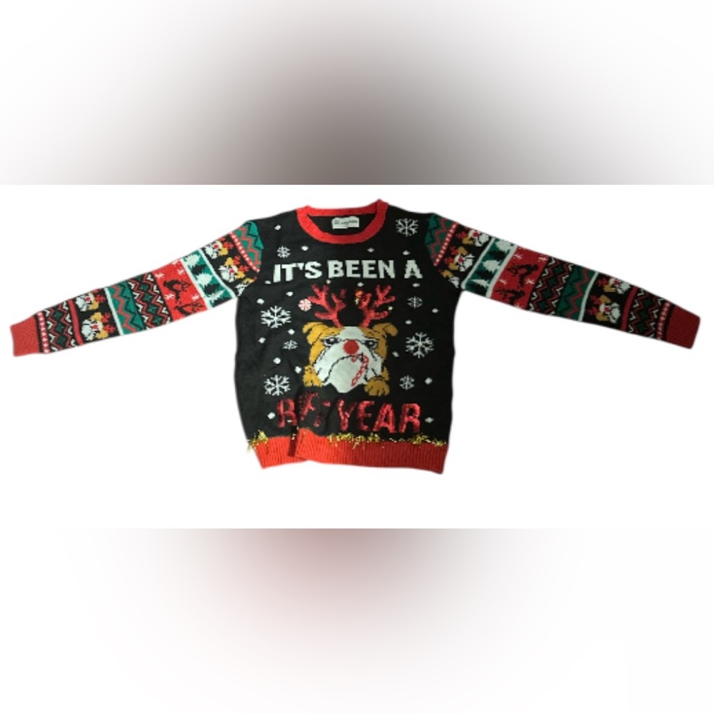 No Boundaries Black and Red Bulldog Sweater